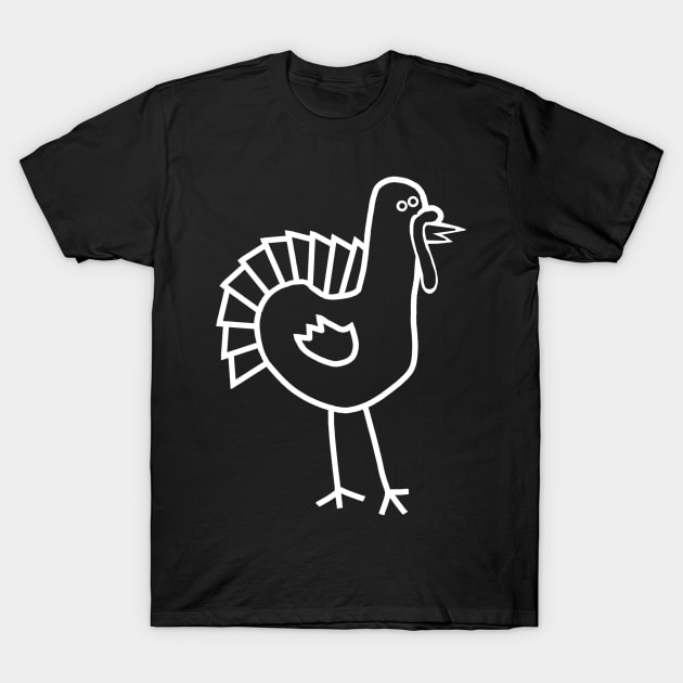 White Line Thanksgiving Turkey T-Shirt by ellenhenryart